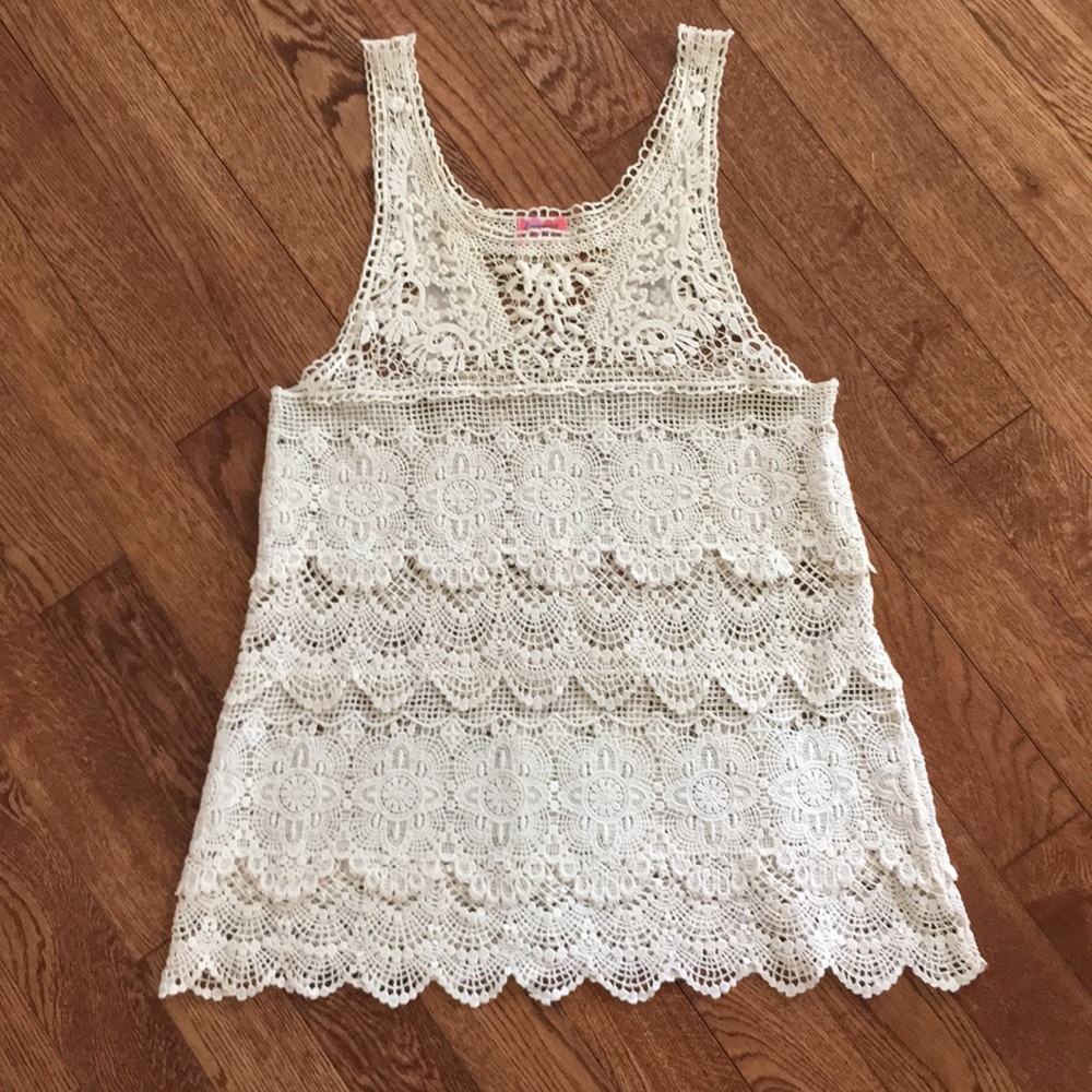 NWT Free People ivory lace tiered tunic